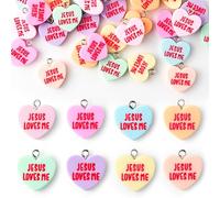 X1zuue Religious Charms Pendants - 50Pcs Easter Resin Enamel Jewelry Pendants Christian Mini Heart Bunny Shape Charms for Easter Jewelry Making Earring Necklace Bracelet Making DIY Crafts Accessories