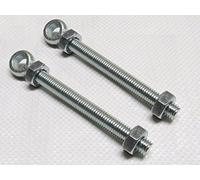 X2 16MM x 150MM Zinc Plated Swing Gate Eye Bolts with 2 Nuts - Bright Gate Hinge Eyebolt