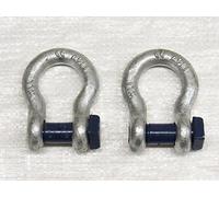 X2 2 Ton 13MM Galvanised Bow Shackles with Square Head 16MM Screw Pin