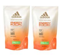X2 Adidas Men Energy Kick Shower Gel 400ml Refill