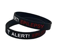 X2 Alert Epilepsy BLACK Medical Alert Wristbands Epileptic Bracelet Band Adults Teens In Case of Emergency (Large 20cm (Adults))