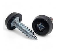 x2 Black Oversized Number Plate Screws With Caps, License Plate Screw Cap Car License Plate Fixing Devices