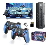 X2 Blue Retro Gaming Stick,Retro Game Console with Dual Rechargeable 2.4G Wireless controllers,30000+ Games 30+ Emulators,Emuelec System,HD Output Emulator Console,Plug & Play Video Games (64G)