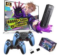 X2 Blue Wireless Retro Game Console Game Stick 4K with Rechargeable Handle,40000+ Games,40+ Emulator Console,HDMI Output,Retro Gaming Console,Plug and Play Video Games for TV,Gift for Adult (128G)
