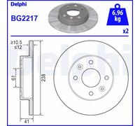 x2 Brake Disc Delphi BG2217 Fits Dacia Renault 1310 1410 Logan MCV Nova Sandero