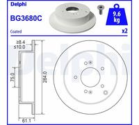 x2 Brake Disc Delphi BG3680C Fits Hyundai Kia Highway Van ix35 Santa Fe Trajet