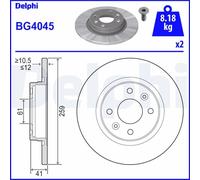 x2 Brake Disc Delphi BG4045 Fits Dacia Renault Smart Logan Sandero Logan/Stepway
