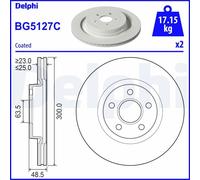 Delphi BG5127C 2x Brake Discs Front 300mm Diameter Fits Ford Transit Connect
