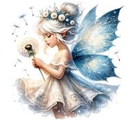 x2 Cute Fairy Dandelion Vinyl Decal Stickers, Cover Marks, 150mm Tall Qty:2 Ideal for Laptop, Windows, Doors, Tile & More, Vibrant Weatherproof Decals, Childs Flower Graphic