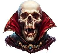 x2 Dracula Skull Vinyl Decal Stickers, Cover Marks, 110m Tall Qty:2, Ideal for Tiles, Scrapbooking, Laptop, Jars and More, Vibrant & Waterproof, Small Haunting Graphics