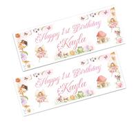 x2 Fairy Personalised Happy Birthday Name Banners