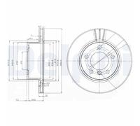Genuine Delphi Front Vented Coated Brake Discs Set Pair - BG3899C