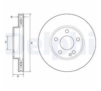 x2 Front Brake Disc Delphi BG4554C Fits Mercedes-Benz A-Class B-Class CLA Vented