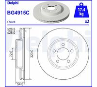 x2 Front Brake Disc Delphi BG4915C Fits Chrysler 300C Vented Coated