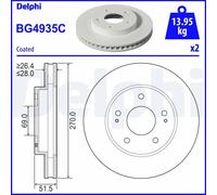 DELPHI BG4935C Brake disc