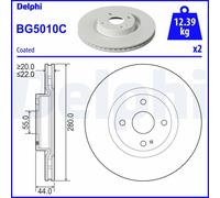 x2 Front Brake Disc Delphi BG5010C Fits Fiat Mazda 124 MX-5 MX-5 RF