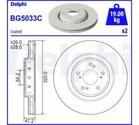 x2 Front Brake Disc Delphi BG5033C Fits Honda CR-V Braking System Vented Coated
