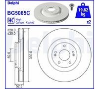 Delphi BG5065C 2x Brake Discs Front Vented 330mm Outer Diameter Fits Hyundai i30