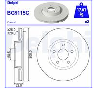 Delphi BG5115C 300mm Front Coated Brake Disc Set for Ford Mondeo