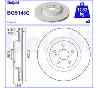 x2 Front Brake Disc Delphi BG5148C Fits Mazda Toyota 2 Yaris Vented