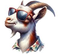 x2 Fun Goat Decal Sticker, Cover Up Marks, 110mm Tall Waterproof Decals, Multi Purpose Ideal for Laptop, Tile, Toy Box, Suitcase, Furniture and More, Farm Animal Vinyl Art Graphic (Goat, 110mm Qty:2)