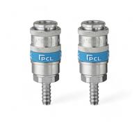 x2 Genuine PCL Air Line Airflow Coupling with Hose Tailpiece 1/4" Fitting Connector