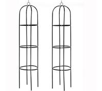 X2 Kingfisher Decorative Climbing Plant Support Obelisk Garden Black Metal 1.9M