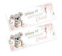 x2 Koala Bear Personalised Happy Birthday Name Age Banners