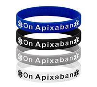 X2 On Apixaban Medical Alert Wristband Bracelet Blood Thinners Blood Clot Silicone Medical ID PACK OF 2 (x2 Random, XLarge 21cm)