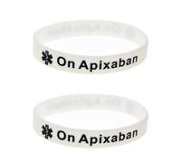 X2 On Apixaban Medical Alert Wristband Bracelet Blood Thinners Blood Clot Silicone Medical ID PACK OF 2 (x2 White, XLarge 21cm)