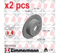 X2 PCS 150.1129.52 BRAKE DISC ZIMMERMANN