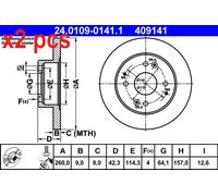 X2 PCS 24.0109-0141.1 BRAKE DISC ATE