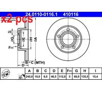 ATE Brake disc 24.0110-0116.1 245,0 10,0 5 112,0 solid Coated AUDI: A8 D2, 100 C3 Avant, 200 C3 Saloon