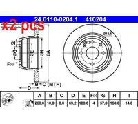 X2 PCS 24.0110-0204.1 BRAKE DISC ATE