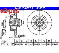 X2 PCS 24.0110-0325.2 BRAKE DISC ATE