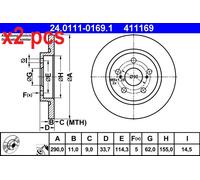 X2 PCS 24.0111-0169.1 BRAKE DISC ATE