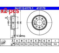X2 PCS 24.0112-0170.1 BRAKE DISC ATE