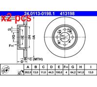 X2 PCS 24.0113-0198.1 BRAKE DISC ATE