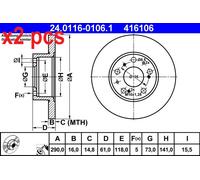 X2 PCS 24.0116-0106.1 BRAKE DISC ATE