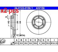X2 PCS 24.0122-0156.1 BRAKE DISC ATE
