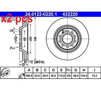 X2 PCS 24.0122-0220.1 BRAKE DISC ATE