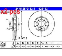 X2 PCS 24.0125-0113.1 BRAKE DISC ATE