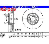 X2 PCS 24.0125-0171.1 BRAKE DISC ATE