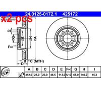 X2 PCS 24.0125-0172.1 BRAKE DISC ATE