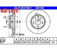 X2 PCS 24.0128-0180.1 BRAKE DISC ATE