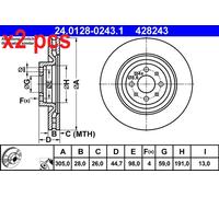 X2 PCS 24.0128-0243.1 BRAKE DISC ATE