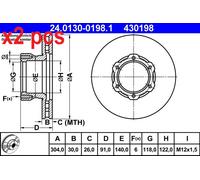 X2 PCS 24.0130-0198.1 BRAKE DISC ATE