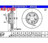 X2 PCS 24.0134-0123.1 BRAKE DISC ATE