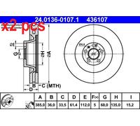 X2 PCS 24.0136-0107.1 BRAKE DISC ATE