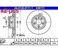 X2 PCS 24.0136-0111.1 BRAKE DISC ATE